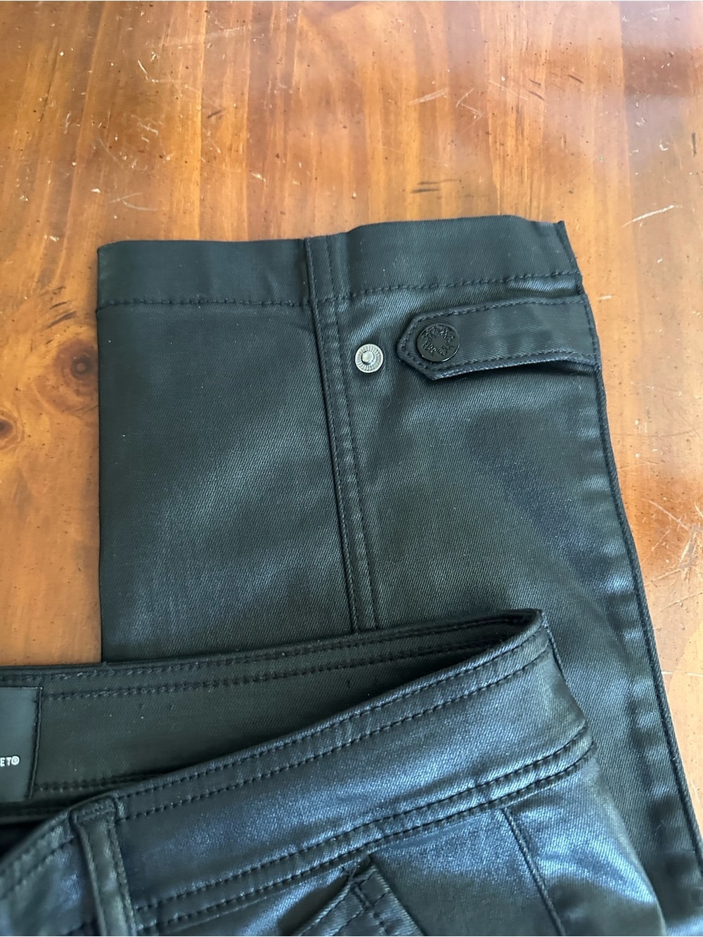 White House black market mid-rise tapered ankle coated black denim pants size 8 - Picture 5 of 7